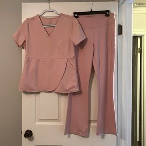 Jaanuu Scrub Top and matching Pants - like new! Cute pink